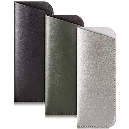 TRIUMPH VISION Reading Glasses Pouch Eyeglass Sleeve Soft Case Slim 3 Pack - color: P(black, Green, Silver), size: Large