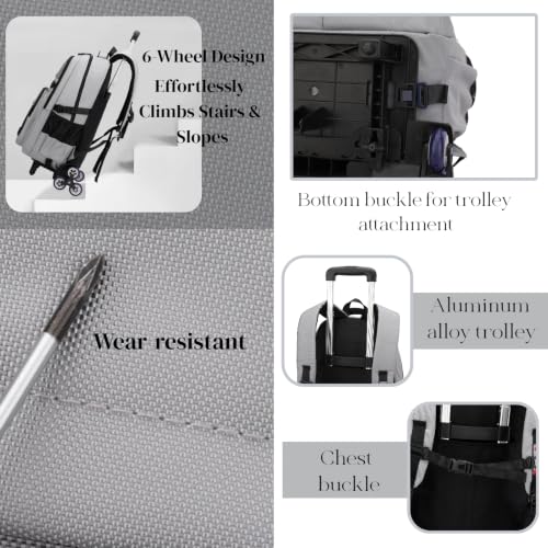 EKUIZAI Kids Rolling Wheeled Backpack for Boys Girls Roller Middle School Backpack with Wheels Rolling Bookbag Trolley Bag for Kids，2 Wheels Black - color: 2-wheel Black, style: 2 Wheels