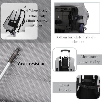 EKUIZAI Kids Rolling Wheeled Backpack for Boys Girls Roller Middle School Backpack with Wheels Rolling Bookbag Trolley Bag for Kids，2 Wheels White - color: 2-wheel White, style: 2 Wheels