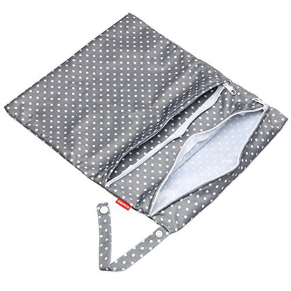 Damero 2pcs Travel Wet Dry Bag with Handle, Gray Dots - color: Gray Dots, size: 2 Count (Pack of 1)