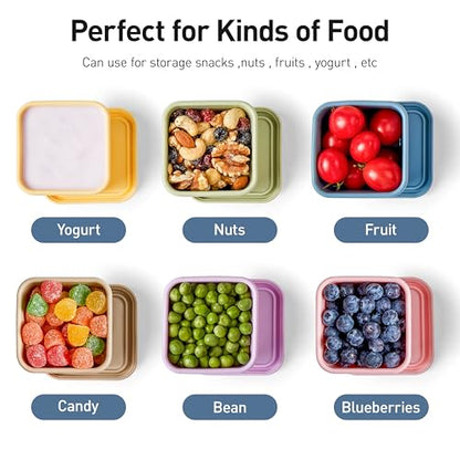 ISSEVE 6Pack 6oz Silicone Snack Containers for Kids with Lids, Reusable - size: 6oz-6pack