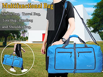 Woogwin Travel Duffel Bag Large Foldable Waterproof Overnight Bag for Beach Swim Bags Pool Sports Gym - color: 60L Blue