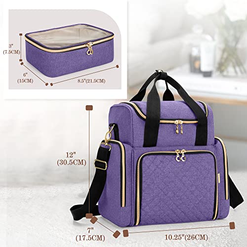 LUXJA Travel Makeup Bag with 2 Removable Makeup Cases, Purple - color: Purple
