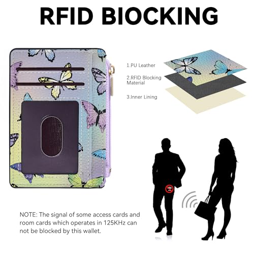 Tipmile Womens Credit Card Holder Wallet, Small Slim RFID Blocking Sleeve - color: Butterfly