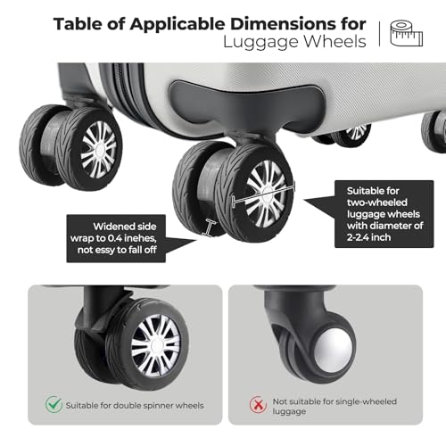 8Pcs Upgrade Luggage Wheel Covers, Travel Accessories (Black) - color: Black