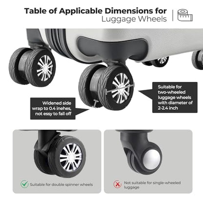 8Pcs Upgrade Luggage Wheel Covers, Travel Accessories (Black) - color: Black