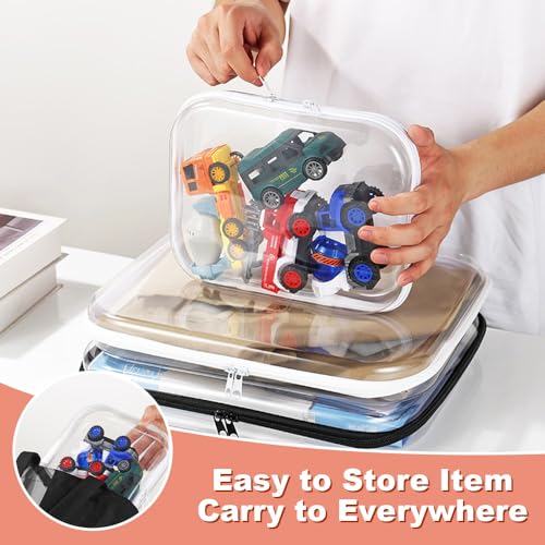 RETON 6 Pcs Clear Hard‑Shell Zipper Case, Plastic Makeup Pouches(2L+2M+2S)