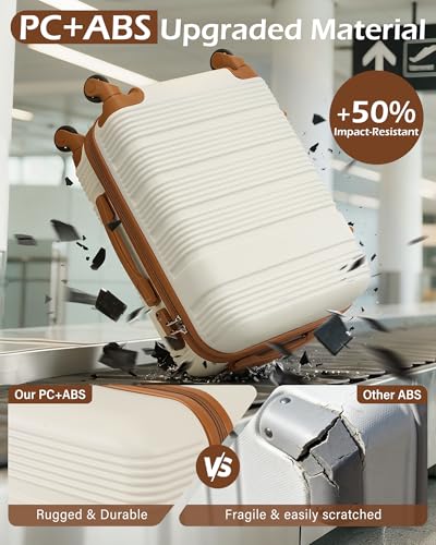 LONG VACATION Luggage Sets with Spinner Wheels, Suitcase Set 6 Piece - color: WHITE-BROWN, size: 6 piece set