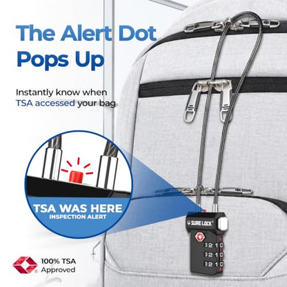 SURE LOCK 3 Digit TSA Approved Luggage Locks - size: Long Cable