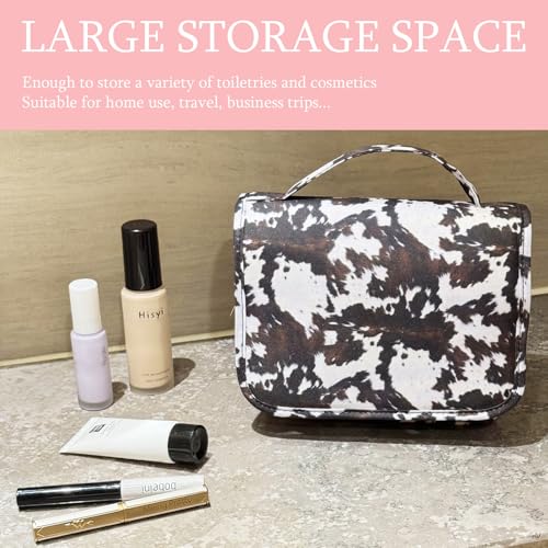 Crazy Bison Hanging Travel Toiletry Bag Kit Makeup Bag Cosmetics Organizer for Men Women (Balck Cowhide) - color: Balck Cowhide