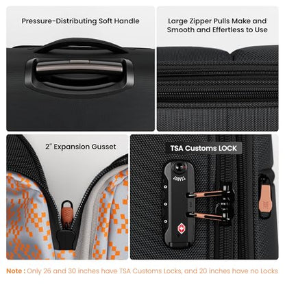 2-Piece Luggage Set(20/30in)-Expandable Luggage,TSA LOCK - color: Black, size: 2-Piece Set (20"/30")