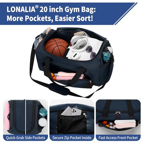 45L Gym Sport Duffle Bag for Men, Navy Blue - color: Navy Blue