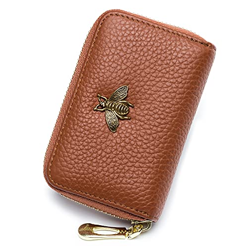 imeetu RFID Credit Card Holder, Small Card Wallet Women, Leather Card Case - color: Lite - Brown, size: Lite