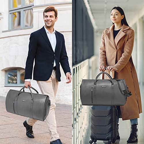 Garment Bags for Travel, 45L Carry-On Convertible Duffle with Strap - color: C-Grey