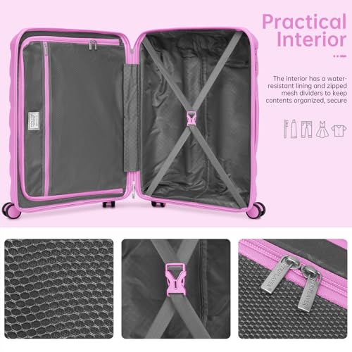 Luggage Sets 5 Pieces, Suitcase Set with Wheels, Suitcases for Women - color: Hot Pink-5pcs, style: 5 Piece Set (Backpack)