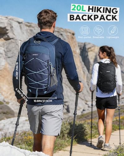 WATERFLY Hiking Backpack 20L, Lightweight Outdoor Daypack Water Resistant - color: Blue