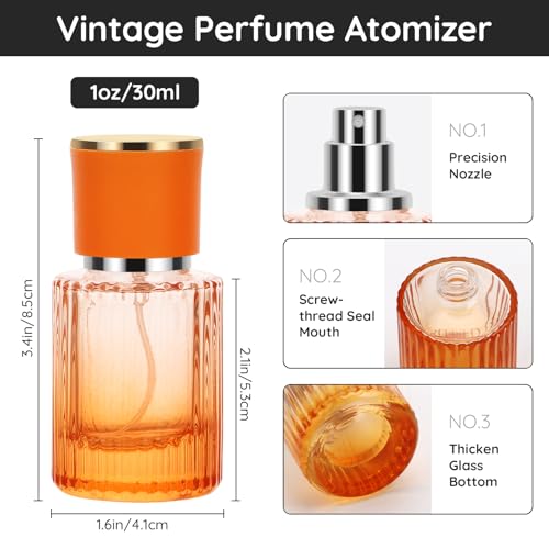 Segbeauty 1oz Perfume Spray Bottle, 30ml Glass Refillable Travel Bottles, 4pcs Empty Atomizer Spray Bottle Cologne Atomizer for Men, Fine Mist Fragrance Bottles for Dispensing Perfume with Tool - color: Gradient Orange, style: 1oz/30ml Set