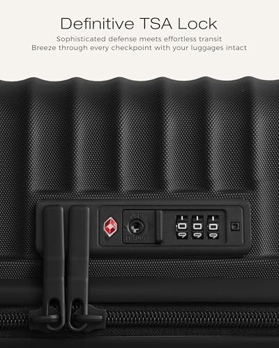 Coolife Luggage, Lightweight PC Hardside Suitcase, Checked-Large 28-Inch - color: Black, size: Checked-Large 28-Inch