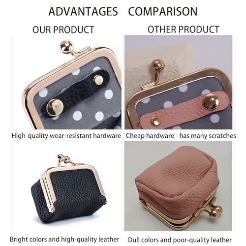 Genuine Leather Mini Jewelry Box & Coin Purse for Women, Travel Jewelry Case with Kiss Lock, Holds Earrings, Rings, Necklace, Bracelet, Coins (Sky Blue) - color: Sky Blue - 2.5in