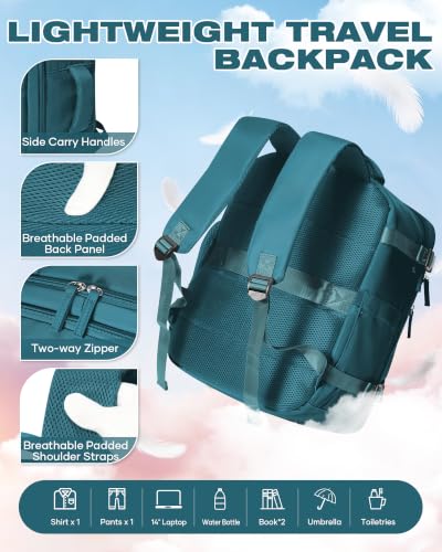 suradar Travel Backpack for Women Men Carry on Backpack - color: A2-peacock Blue