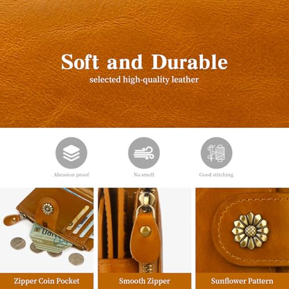 Leather Wallet Women,RFID Blocking Womens Wallet Bifold Compact Card Holder Small Wallet for Women with Removable ID Window LightBrown - color: b1-lightbrown