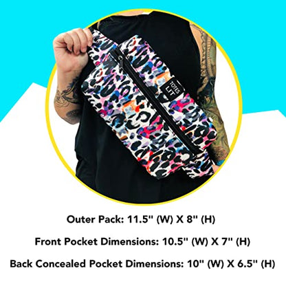 Crossbody Neoprene Fanny Pack, Water-Resistant & Fashionable Running Fanny Packs with Compartment and Adjustable Strap, Gym, Hike & Travel Bag by Lit Handlers, Pink Ombre - color: PINK OMBRE