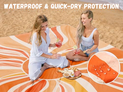 AlphaBeing Beach Blanket Waterproof Sandproof, Extra Large Beach Mat - color: Sun, size: 79“×83”