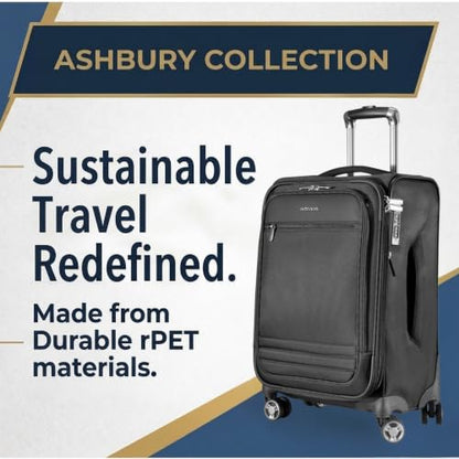 Ricardo Beverly Hills Softside 2 Piece: 20 Carry-On & 28 Large Checked, Lightweight Expandable Luggage Set, Spinner Wheels, TSA Lock, Telescopic Handle, Eco-Friendly Material, Black, Ashbury Series - color: Black, size: 2-Piece Set (20, 28)