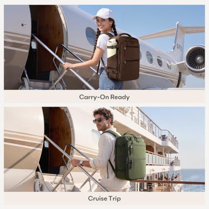 mibasies 30L Airline Approved Travel Carry On Backpack, fit 15.6" Laptop - color: Beige, size: Large