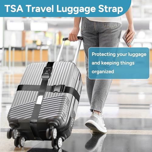 Travel Inspira Anti-Theft Suitcase Belt with TSA Lock - color: Cross Black-New