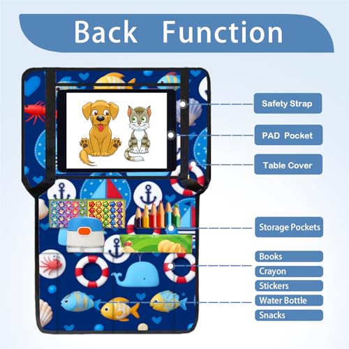 Adjustable Kids Tray Table Cover with Multi Portable Pockets, Airplane Travel Essentials for Kids, Toddlers, Adults, Airplane Must Haves, Plane Travel Essentials, Travel Tray for Plane Train, Sea - color: Sea