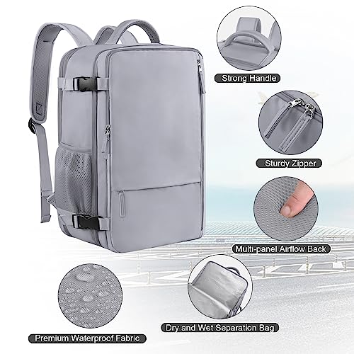 Sinaliy Travel Backpack for Men and Women, 17 Inch Laptop Backpack - color: Grey