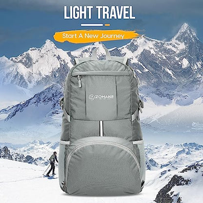ZOMAKE Lightweight Packable Backpack 35L, Water Resistant Foldable Day Pack - color: C-silver Grey