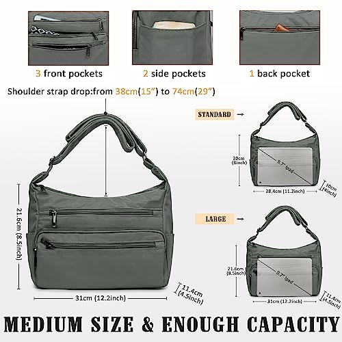 VOLGANIK ROCK RFID Purses for Women Fabric Nylon Multi Pocket Crossbody Bag Ladies Travel Handbag - color: Grey2, size: Large