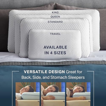 Weekender Cooling Gel Memory Foam Pillow for Sleeping – Standard Size, Ventilated Cooling Pillow for Side & Back Sleepers, Neck & Shoulder Support, Medium Firm, Washable Cover - size: Standard, style: 1 Pack