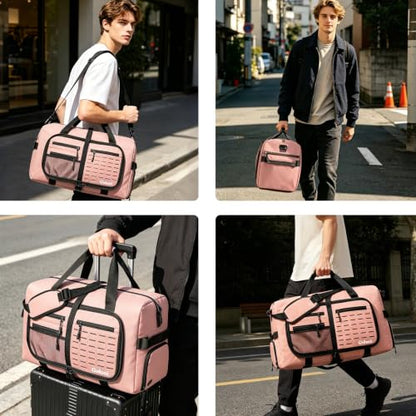 Goloni 65L Foldable Duffle Bag for Travel, Large Durable Travel Duffel Bag - color: Pink, size: 65L