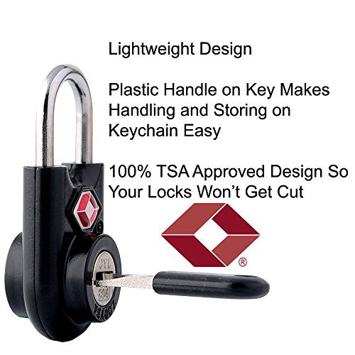 SURE LOCK Mini TSA Approved Keyed Luggage Lock – One Key Opens All, Fits Tight Zipper Gaps & Small Pull Holes, Compact Travel Lock for Suitcases, Backpacks & Handbags - color: ALL COLOUR 6 PACK