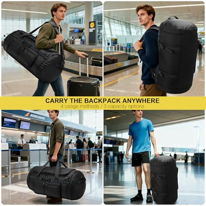 Large Duffle Backpack for Men, 45L/60L/90L Water Resistant Duffel Bag - size: 45L