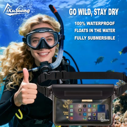 Waterproof Fanny Pack, Dry Bag Phone Pouch for Beach Swimming Kayaking - color: Gray+Black