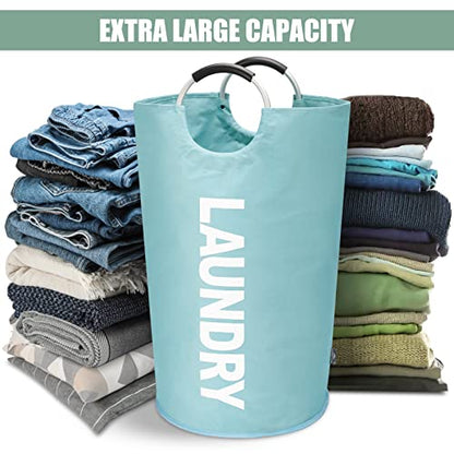 DOKEHOM 125L X-Large Laundry Basket Bag, Collapsible Hamper, Light Blue - color: Light Blue, size: 125L
