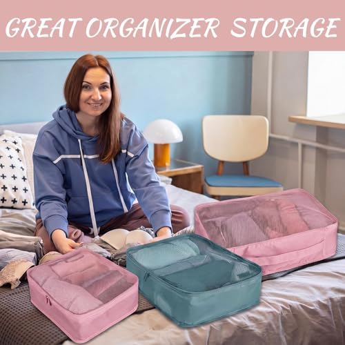 Silkfly 12 Pcs Packing Cubes for Travel,XL, L, M,Classic,Pink, Gray Blue - color: Pink, Gray Blue, size: XL, L, M, style: Classic