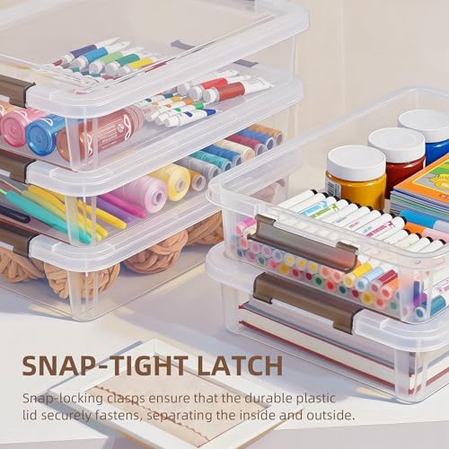 Citylife 3PC Storage Bins with Lids, Stackable Plastic Box, Paper Storage - size: 5.3 Qt