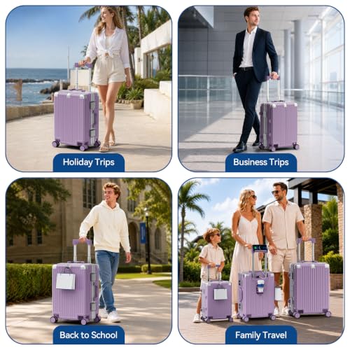 Carry On Luggage, Zipperless Aluminum Frame Suitcase, Purple, 20 in - color: Purple, size: 20in