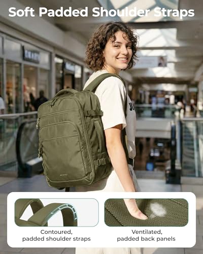 BAGSMART 17.3 inch Laptop Travel Backpack for Women & Men - Olive green - color: Olive Green