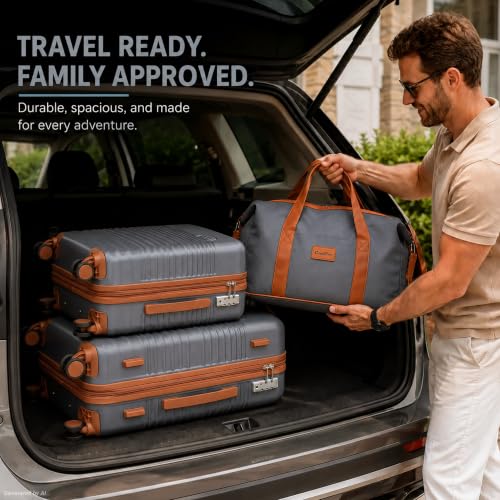CONCEPTEN Luggage Sets 5 Piece, ABS+PC Hardshell Suitcases with Wheels - color: Grey, size: 5 Piece Sets (20/24/28/Db/Tb)