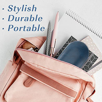 MoKo Double Eyeglass Case,Glasses and contact case 2 in 1 with Mirror - color: Blue