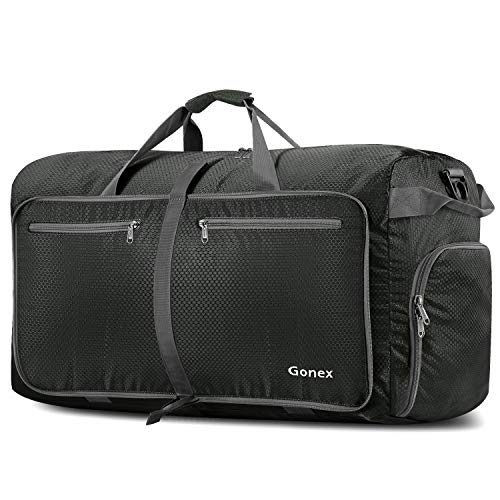 Gonex 80L Foldable Travel Duffle Bag with Shoe Compartment, Lightweight - color: Gray, size: 80L