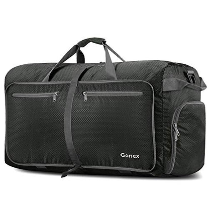 Gonex 80L Foldable Travel Duffle Bag with Shoe Compartment, Lightweight - color: Gray, size: 80L