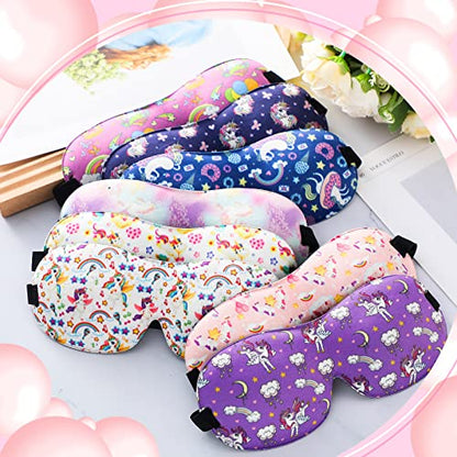 Foaincore 8 Pcs Unicorn Sleep Eye Masks Girls Boys Contoured Adjustable