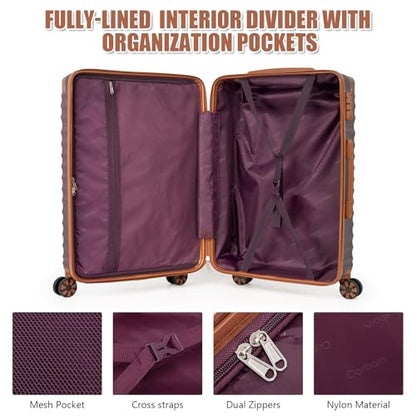 Cosbarn Luggage Sets 5 Pcs Suitcases with Wheels, 20"/24"/28",Burgundy - color: Burgundy, size: 5 Piece Sets (20/24/28/Db/Tb)